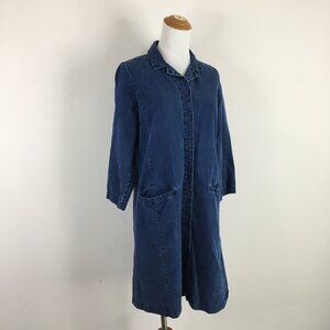 EILEEN FISHER Organic Cotton Blend Long Sleeve Chambray Denim Button Dress